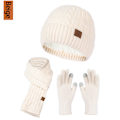 Pikkukuva 4 / 7: Mub- Factory Direct High Quality Glove 3pcs Unisex Set Warm Wool Hat Scarf Gloves Sets For Winter Grey