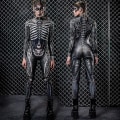Miniatyrbild 5 av 5: Womens Halloween Costume Skeleton Print Bodysuit Skinny Jumpsuit -a L