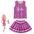 Pikkukuva 1 / 5: Halloween Kids Girls Barbie Cheerleader Cosplay Costume Tank Tops Pleated Skirt Uniform Set Party Fancy Dress Up Outfit -a Purple 7-8 Years
