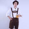 Pikkukuva 3 / 5: 30 % alennus musta nahkaiset Lederhosen-shortsit Oktoberfestiin miehille ja pojille . Apricot M