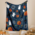 Miniatyrbillede 2 af 5: Halloween filt Sød græskar hekse spøgelse mønster Halloween smid filt til sofa sovesofa Blød let plyssetæppe (Græskar, Throw (50\"x60\")) .
