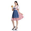 Pikkukuva 3 / 5: Naisten Oktoberfestin olutneidon asu Baijerin perinteinen Dirndl-mekko Karnevaali .q Denim Red Check M
