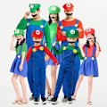 Pikkukuva 2 / 7: Mub- R583 Lasten Mario Vaatteet uper Mario Puvut Halloween Cosplay Anime Puku Vanhempi-lapsi Roolipeli Puku Mario adult men Red S