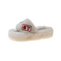 Miniatyrbillede 1 af 7: Mub- Pelsforet varme hjemmesko til damer indendørs flad bund skridsikre gulvsko Beige thick bottom 41