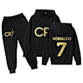 Pikkukuva 1 / 2: Xbi- CR7 Ronaldo Lasten Pojat Casual Treenihaalari Jalkapallo Huppari Treenihousut Pusero Asuste 130 black