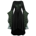 Miniatyrbillede 1 af 5: Voksen Punk Gothic Heks Karneval Cosplay Kostume Heks Vampyr Festkjole Halloween -a Green L