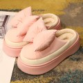 Miniatyrbillede 1 af 9: Mub - Efterår og vinter tykke bund roset tøfler dametøfler er fløjl- og fortykkede isolerede bomuldssko indendørs og udendørs pink 37-38