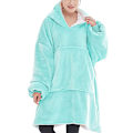 Pikkukuva 1 / 5: Pehmeä ja lämmin hupparipeitto, jossa on iso tasku - Flanelli, lämmin, mukava, ylisuuri, unisex Lake Blue