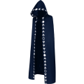 Miniatyrbillede 2 af 9: Unisex Oon Phases Broderi Hættekappe Mystisk Middelalderlig Renaissance Lang Spids . navy M
