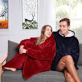 Pikkukuva 3 / 5: Pehmeä ja lämmin hupparipeitto, jossa on iso tasku - Flanelli, lämmin, mukava, ylisuuri, unisex Red