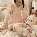 Miniatyrbillede 1 af 4: Mub- Flanel Pyjamas Kvindelig Sød Efterår Vinter Loungewear Pink KT Kat Pink KT cat L
