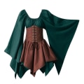 Pikkukuva 3 / 5: Naisten keskiaikainen cosplay-asu goottilainen vintage pitkähihainen korsettimekko Halloween -a Khaki green 4XL
