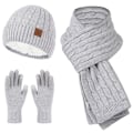 Pikkukuva 1 / 7: Mub- Factory Direct High Quality Glove 3pcs Unisex Set Warm Wool Hat Scarf Gloves Sets For Winter Grey