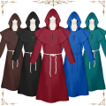 Pikkukuva 2 / 5: Halloween-asu keskiaikainen munkkiasu munkkiasu velhoasu pappisasu cosplay-asu huivi cos täydellinen setti Brown L