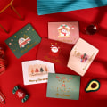 Miniatyrbilde 5 av 11: Mub - Julehilsenkort med bronsefolie, engelsk tekst, vind, julehilsen, julaften, DIY 6pcs