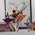 Pikkukuva 4 / 7: Mub- Allo Halloween ulkoilma koristeet lomajuhlat kohtaus asettelu kurpitsa noita musta kissa mekko kello nukke riipus White Ghost