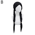 Miniatyrbillede 6 af 11: Barn Piger Onsdag Addams Paryk Lang Lige Midterskilning Varme R .q blackB no bangs