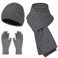Pikkukuva 1 / 7: Mub- Factory Direct High Quality Glove 3pcs Unisex Set Warm Wool Hat Scarf Gloves Sets For Winter Dark Grey