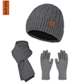 Pikkukuva 3 / 7: Mub- Factory Direct High Quality Glove 3pcs Unisex Set Warm Wool Hat Scarf Gloves Sets For Winter Grey