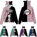 Miniatyrbild 1 av 3: Demon Slayer Kamado Nezuko Cosplay Hoodie 3d Print Hooded ar Pullover Sweatshirt Streetwear Jacka Coat-c .i XS E