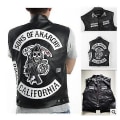 Miniatyrbild 3 av 5: Sons Of Anarchy Hoodie Tv Soa Cosplay Costume Men Zipper Jacket Leather Vest Rock Punk Cap Mayans Mc Halloween Costume For Men -a Hoodie balck S