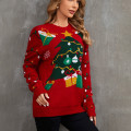 Miniatyrbillede 5 af 6: Mub - Juletrøje Dame Efterår/Vinter Langærmet Slouchy Crewneck Pullover Strikket red S