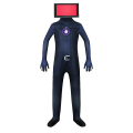 Miniatyrbild 1 av 2: Kids Skibidi Toilet Cosplay Costume Jumpsuit For Boys Girls Tv Man Cameraman Halloween Party Fancy Dress Up 4-9 Years -a TV man 7-8Years