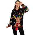 Miniatyrbillede 5 af 7: Mub- Julälg strikket 2023 nyhed julevibe sweater med LED-lamper red L
