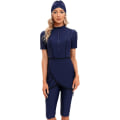 Pikkukuva 2 / 5: Naisten peittävä uima-asu, islamilainen muslimiuimapuku, lyhythihainen vetoketjullinen yläosa, shortsit, housut, hijab, 3-osainen uimapuku S-4xl Xinmu -a Navy XL