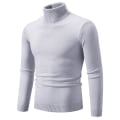 Miniatyrbilde 1 av 2: Mub - Ensfarget polo genser Koreansk versjon smal casual tynn ungdomsgenser strikket baselag light gray XL