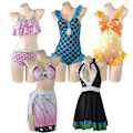 Pikkukuva 2 / 2: Mub- Anime TV Cosplay-asu Naisille Ei Yaiba Bikini Rantasetti Halter-kaulauimapuku Uimapuku Demon Slayer Kamado Nezuko Uimapuku BIJI1004 M