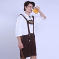 Pikkukuva 3 / 5: 30 % alennus - mustat saksalaiset miesten nahkaiset Lederhosen Oktoberfest-shortsit Baijerin housut miehille ja pojille. Apricot S