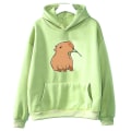Miniatyrbilde 1 av 4: Morsom Capybara Print Hoodie Kvinner/menn Kawaii Cartoon Topper Sweatshirt For Jenter Unisex Fashion Harajuku Grafisk Hettegensere-G .i light-green XL