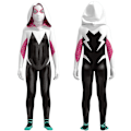 Pikkukuva 1 / 4: Ghost Spider-gwen Kostym Cosplay Kostym Fest Jumpsuit Monterade Barnkläder Spiderman Ansiktsmålning -a 100cm
