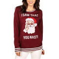 Miniatyrbilde 1 av 2: Mub - Høst/vinter Kvinners strikkede klær Tegneserie Jacquard Løs Rund hals Genser Julgenser Red cartoon Santa Claus sweater XXL