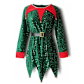 Miniatyrbild 6 av 8: Tjej Pojke Jul Älg Fancy Dress Xmas Party Cosplay Kläder röd 130cm .c green 100cm