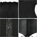 Miniatyrbilde 4 av 5: Kvinners renessansebluse Topper Korsett Midje Belte Medieval Viktoriansk Off Shoulder Lang Ermet Skjorte Pirat Cosplay Kostymer -a Black XX-Large