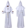 Pikkukuva 1 / 4: Halloween Cosplay-asu, muinainen asu, keskiaikainen munkkikaapu, munkkiasu, velhoasu, pappisasu, Cos-asu FPD White M