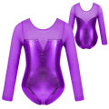 Miniatyrbillede 1 af 5: Glitrende Rhinestone- Metallic Langærmet, Gymnastikdragt, Dansedragt -a Purple 4