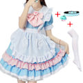 Miniatyrbild 5 av 7: Mub- Maid Theme Restaurant Cafe Cosplay Dress Collar Bell White Socks stocking Sexy Dress Consume Maid Anime Maid Cosplay Costume 04 3 XL
