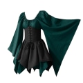 Pikkukuva 3 / 5: Naisten keskiaikainen cosplay-asu goottilainen vintage pitkähihainen korsettimekko Halloween -a green black 4XL