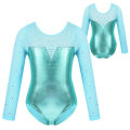 Miniatyrbilde 5 av 5: Glitrende Rhinestone- Metallic Langærmet, Gymnastik Leotard, Dansedrakt -a Silver 4