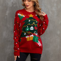 Miniatyrbilde 4 av 6: Mub - Julegenser Dame Høst/Vinter Langarmet Slouchy Crewneck Pullover Strikket red L