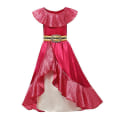 Pikkukuva 1 / 5: Elena Of Avalor Prinsessa Puku Tyttö Anime Roolipeli Vaatteet Halloween Karnevaali Cosplay Asu Lapsi Punainen Ruffle Pitkä Mekko -a Elf Dress Set1 9-10T (150)