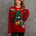 Miniatyrbillede 3 af 6: Mub - Juletrøje Dame Efterår/Vinter Langærmet Slouchy Crewneck Pullover Strikket red L