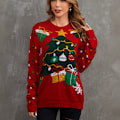 Miniatyrbillede 3 af 6: Mub - Juletrøje Dame Efterår/Vinter Langærmet Slouchy Crewneck Pullover Strikket red XXL
