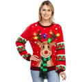 Mub- Julälg strikket 2023 nyhed julevibe sweater med LED-lamper red S