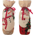 Pikkukuva 1 / 5: Viinipullon joulupussi, Burlap-viinipullon lahjapussi kiristysnyörillä, .C