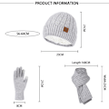 Pikkukuva 7 / 7: Mub- Factory Direct High Quality Glove 3pcs Unisex Set Warm Wool Hat Scarf Gloves Sets For Winter Grey