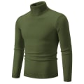 Miniatyrbilde 1 av 2: Mub - Enfärgad polotröja, koreansk version, smal, casual, tunn, ungdomströja, stickad baslager Army green L